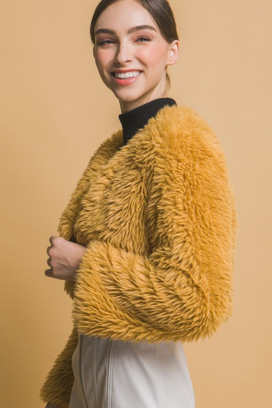 Faux Fur Cropped Bolero Jacket