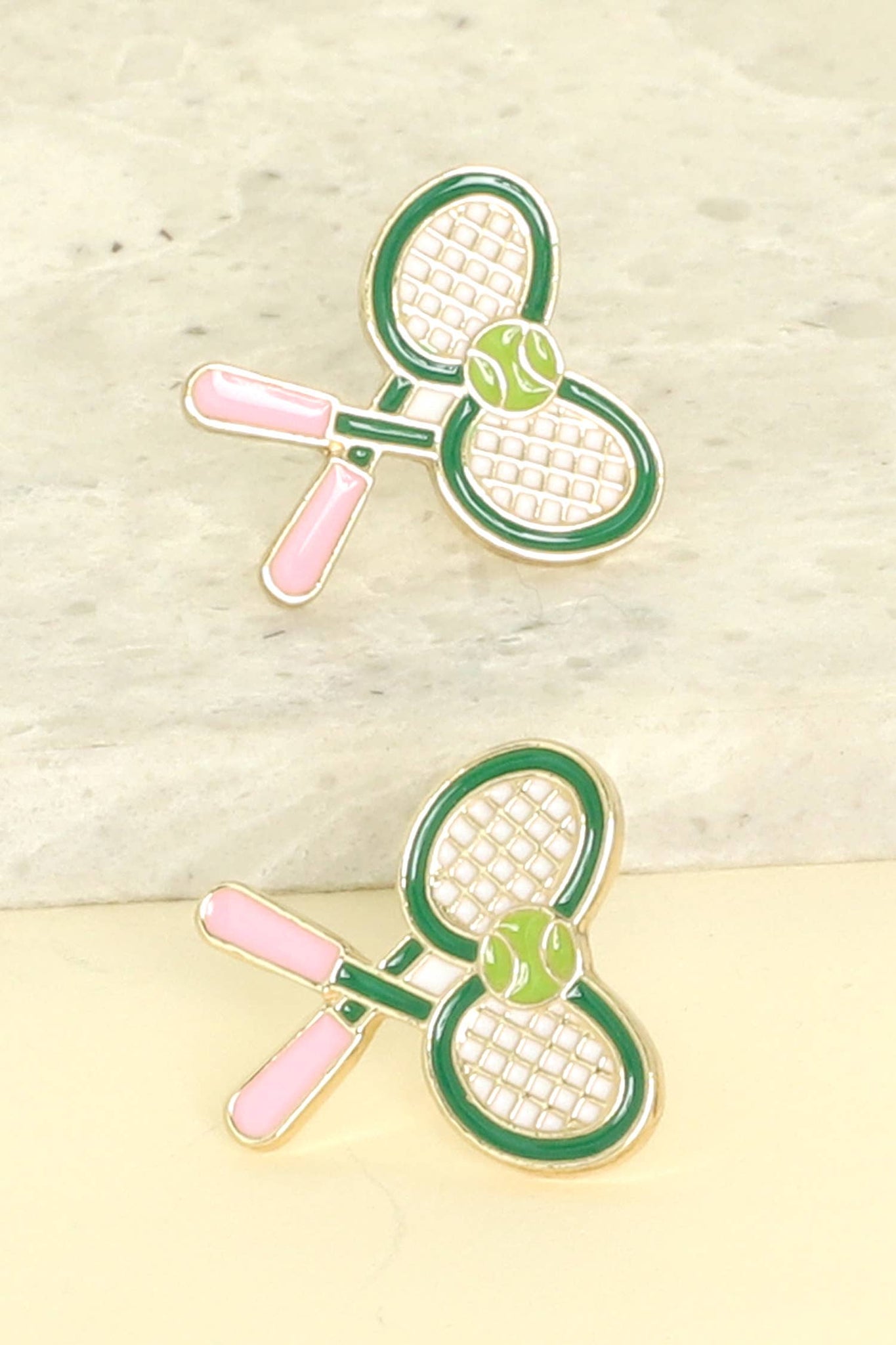 Multi-Color Tennis Set Theme Enamel Stud Earrings