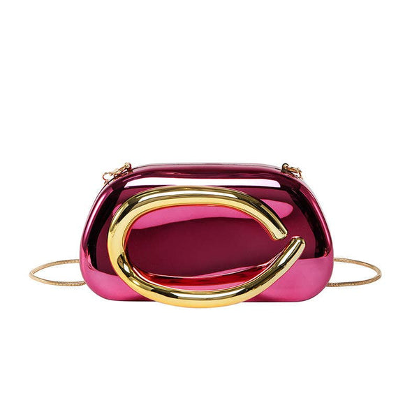 Mini Evening Clutch Bag with Vintage Metallic Handle