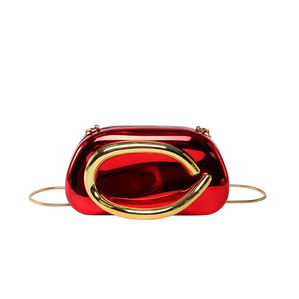 Mini Evening Clutch Bag with Vintage Metallic Handle