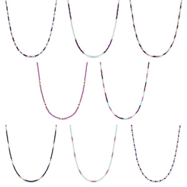 Set/8 Assorted 2Mm Seed Bead Necklaces