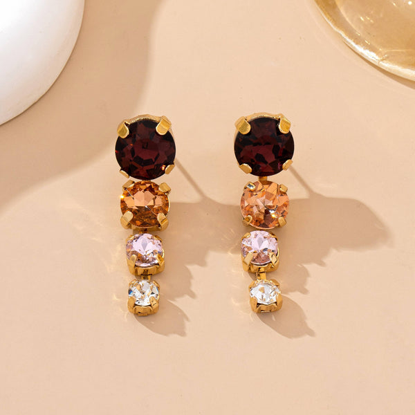 Warm Gemstone Linear Drop Earrings
