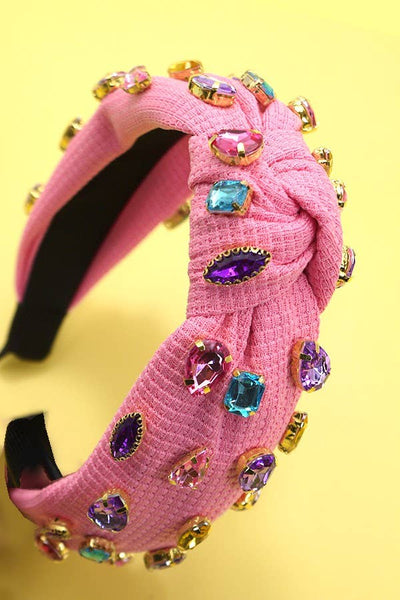 RHINESTONE WIDE KNOTTED HEADBAND