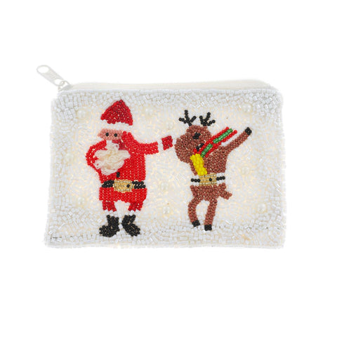Santa Rudolph Dab Beaded Coin Bag
