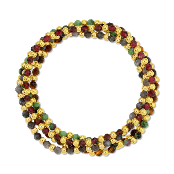 3mm Assorted Beaded Bracelets w/ Alternating Stones