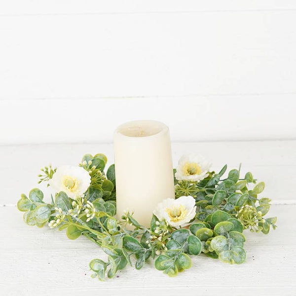 Cream Poppy & Eucalyptus Wreath