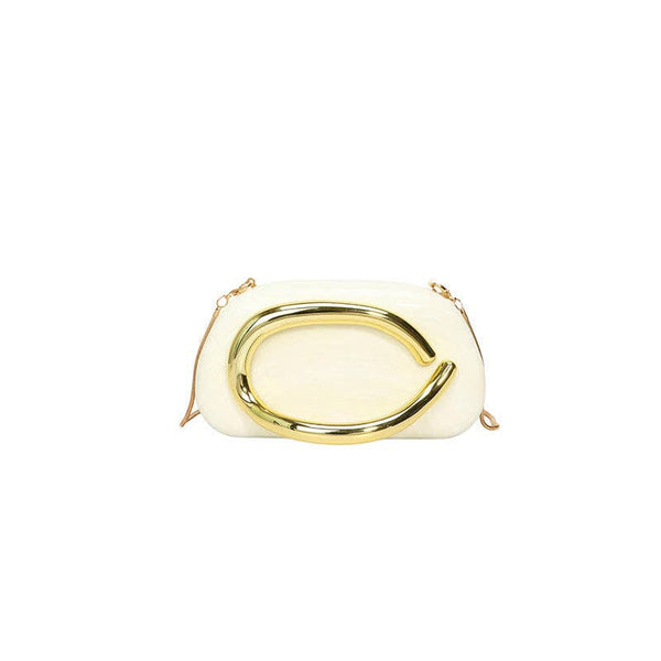 Mini Evening Clutch Bag with Vintage Metallic Handle
