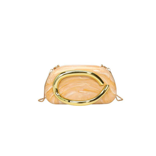 Mini Evening Clutch Bag with Vintage Metallic Handle