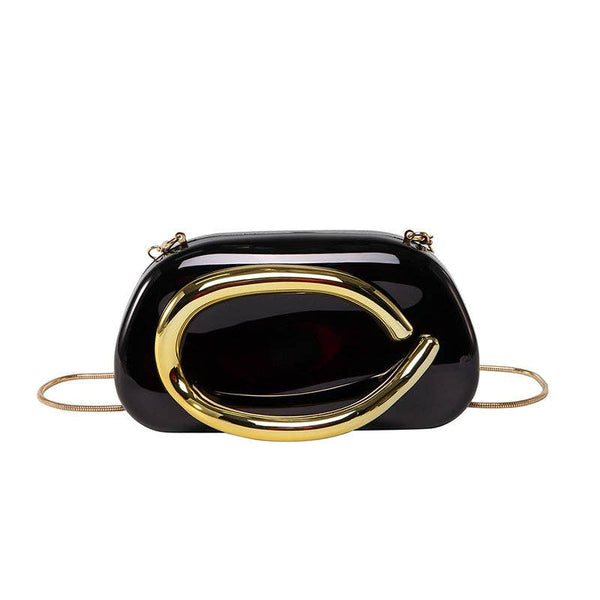 Mini Evening Clutch Bag with Vintage Metallic Handle