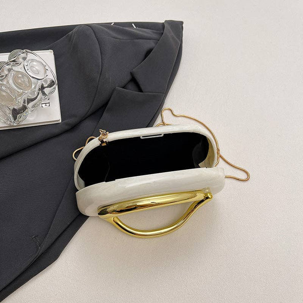 Mini Evening Clutch Bag with Vintage Metallic Handle