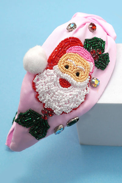 SANTA CLAUS CHRISTMAS HOLIDAY SEED BEAD HEADBAND