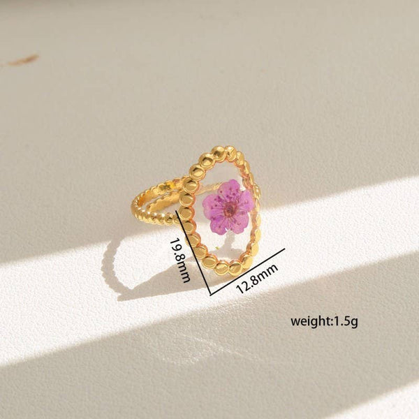 18K STAINLESS STEEL TARNISH FREE FLORAL RINGS | 40R104