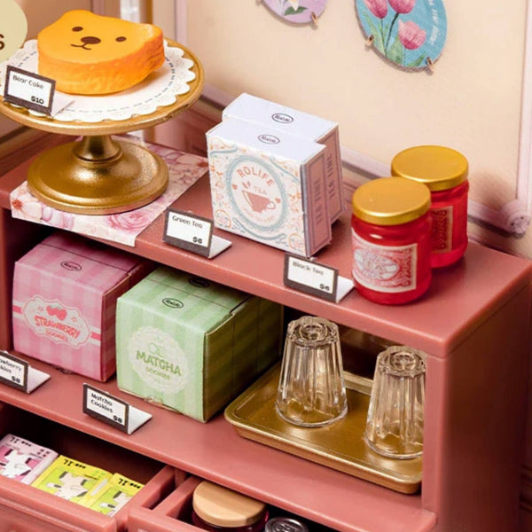 DIY Miniature House Kit: Honey Tea Lounge with Dust Cover