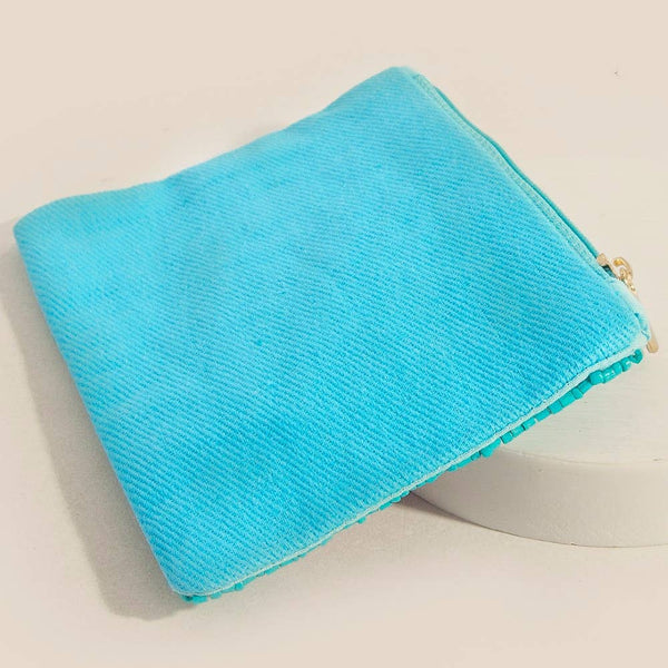 Out Of Here Airplane Seed Beaded Coin Purse