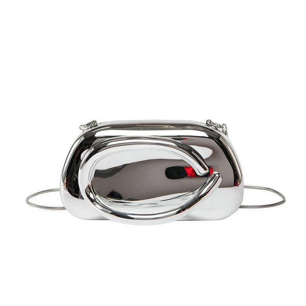 Mini Evening Clutch Bag with Vintage Metallic Handle