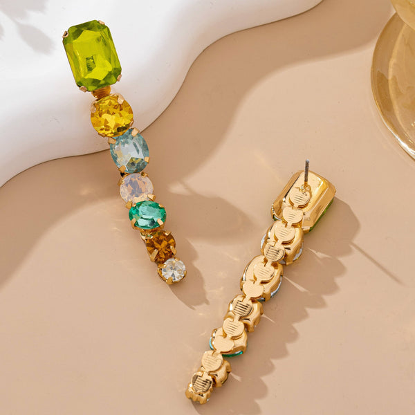 Rainbow Gem Drop Linear Earrings | 80E61964