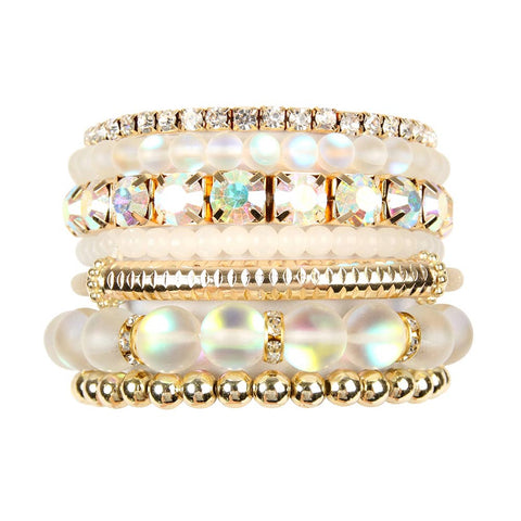 MERMAID GLASS STRETCH BRACELET SET: NATURAL