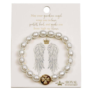 Guardian Angel Bracelet   White/Gold   7"