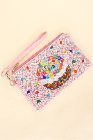 It's My Birthday Confetti Cake Wristlet Coin Bag