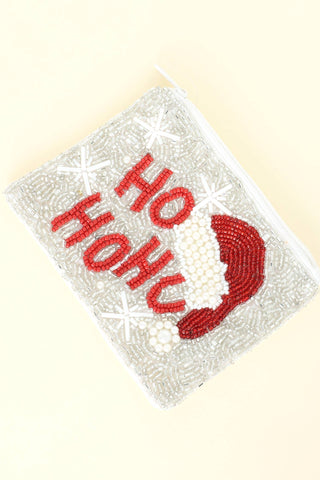 Mix Beaded "Ho Ho Ho" Santa Claus Hat Coin Purse
