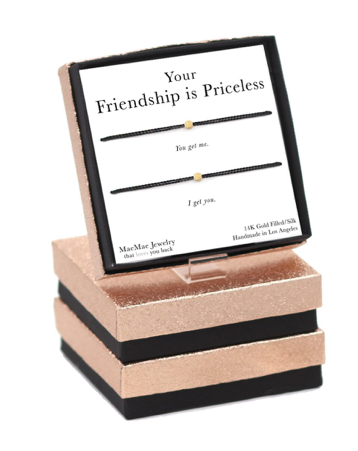 Your Friendship is Priceless Black Cord Bracelet Set