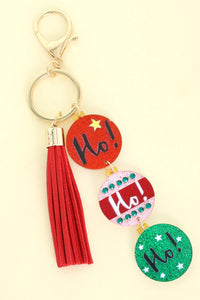 Ho Ho Ho Christmas Sphere Charm Tassel Keychain