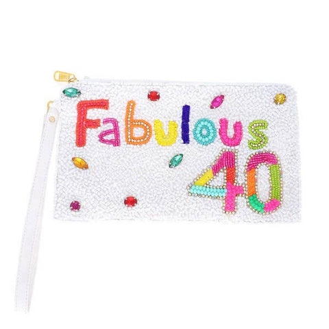 FABULOUS 40 BEADED BIRTHDAY WRISTLET COIN BAG